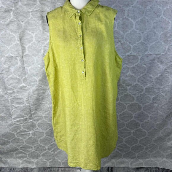 ☀️ Tahari 100% Linen Sleeveless Collared Dress - Size 2X - Picture 1 of 5